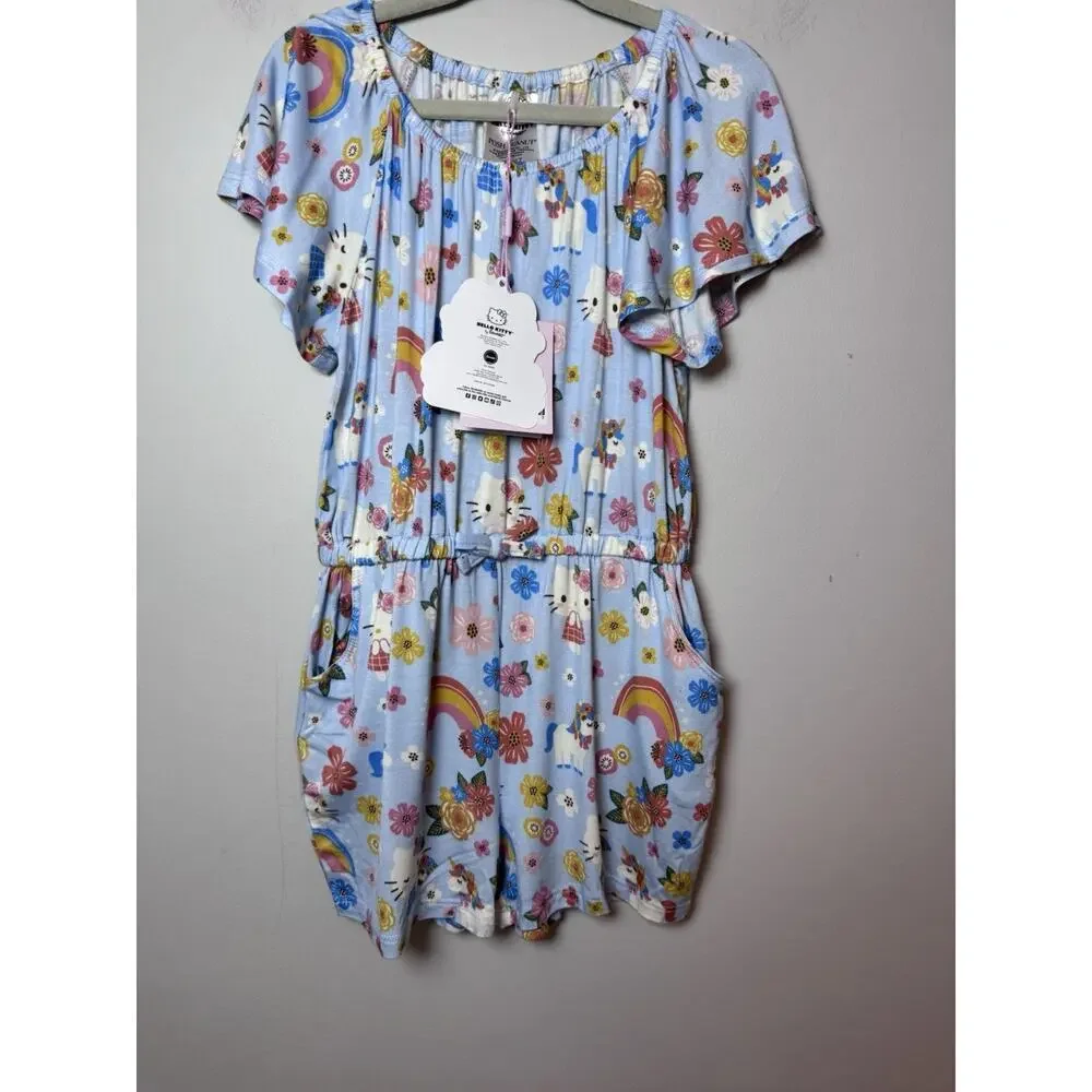 Posh Peanut Hello Kitty Springtime Girls Blue Summertime Shorts Romper 3T/4T NWT